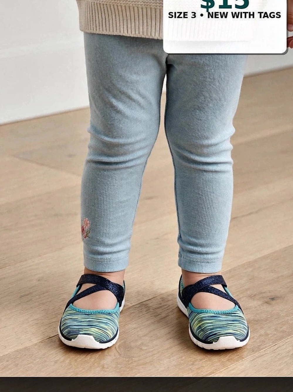 With tag Athletic Works Memory Foam Ultra Plush Mary Jane Sneakers Blue & Green
